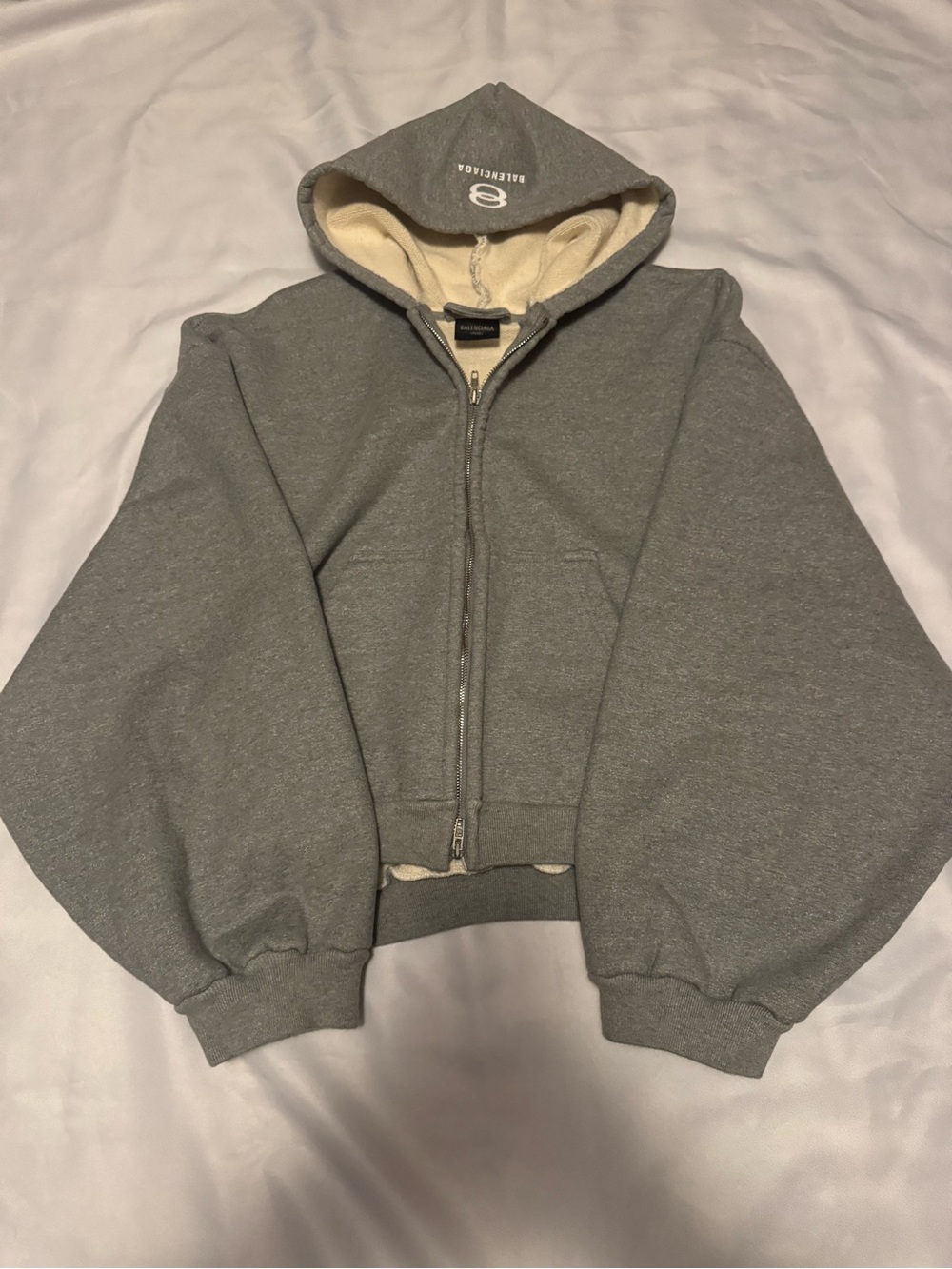 Balenciaga Men's Gray Zip-Up Hoodie